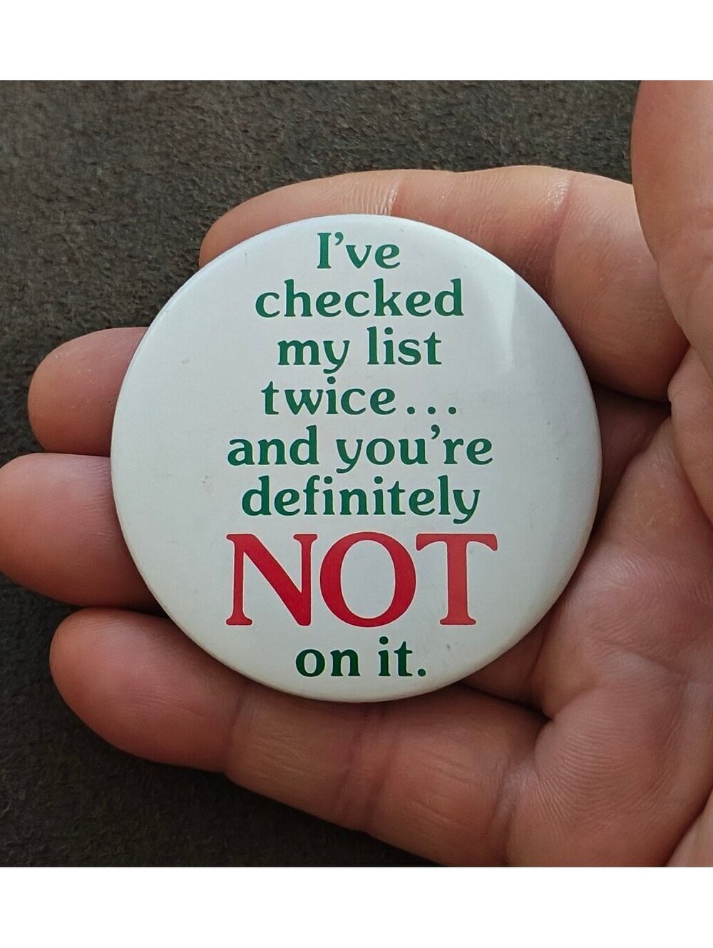 1980s Christmas Humorous Pin Button